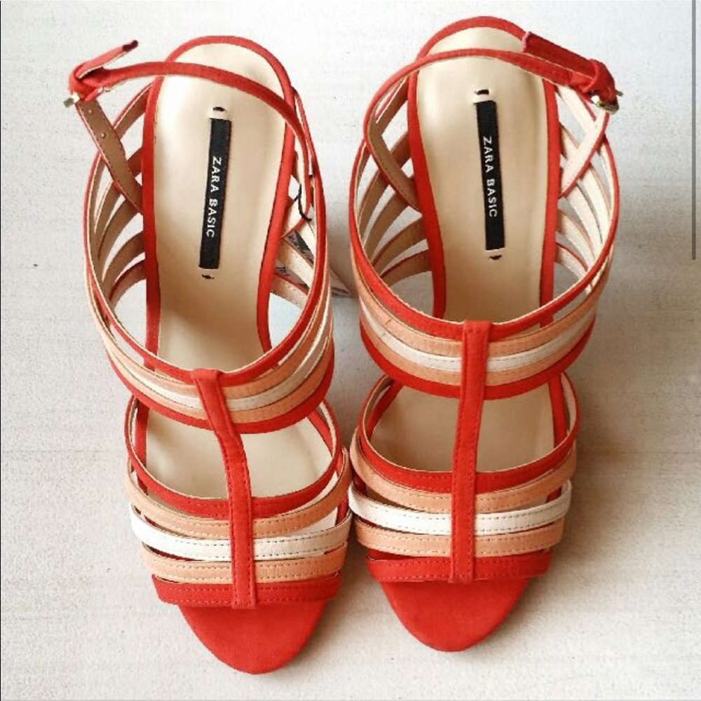 Zara orange high heel sandal